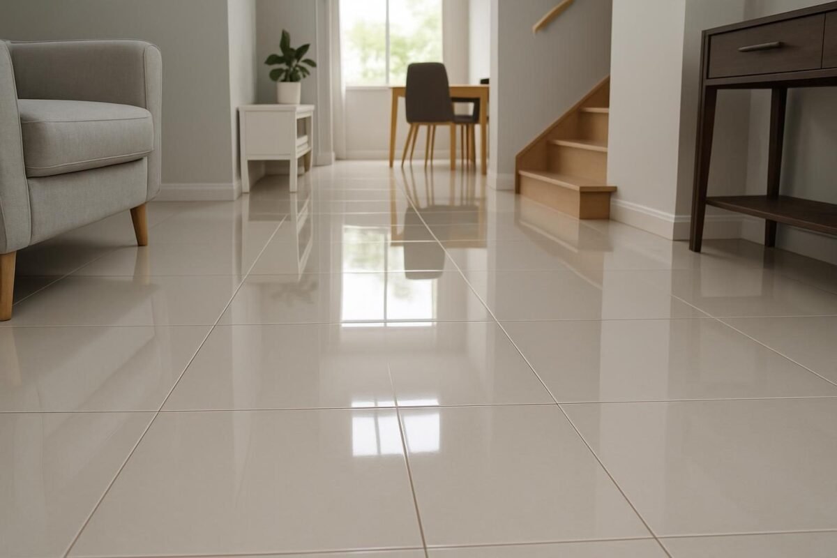 piso de porcelanato brillante y limpio en interior de casa