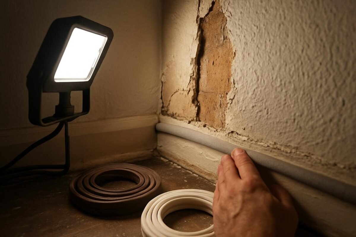 Un trozo de pared o de suelo a medio arreglar