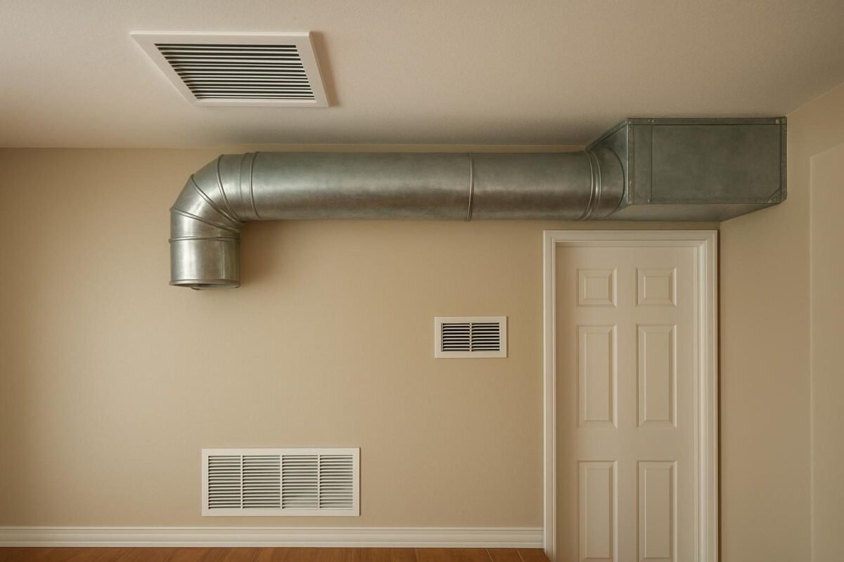 Rejillas de ventilación y ductos visibles en el interior de una casa