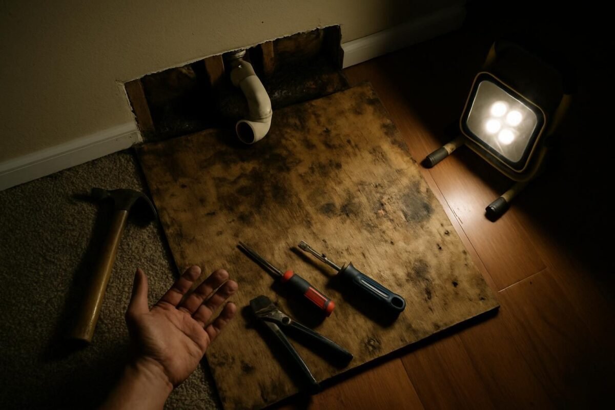 Un trozo de pared o de suelo a medio arreglar