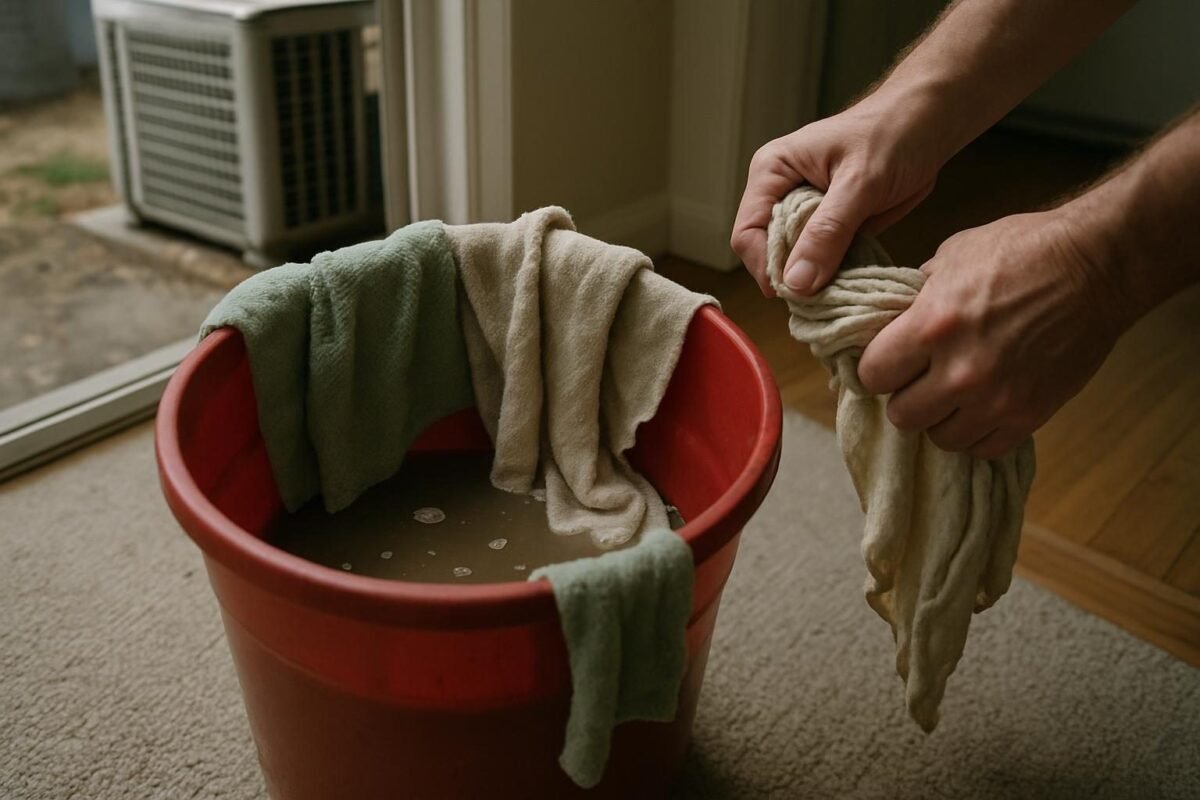 El cubo, los trapos y el agua sucia cuando ya se ha terminado
