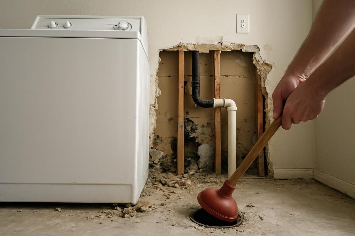 Un trozo de pared o de suelo a medio arreglar
