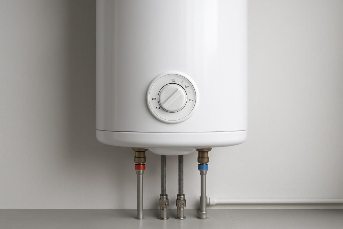 Termostato de calentador de agua en interior de casa sin personas